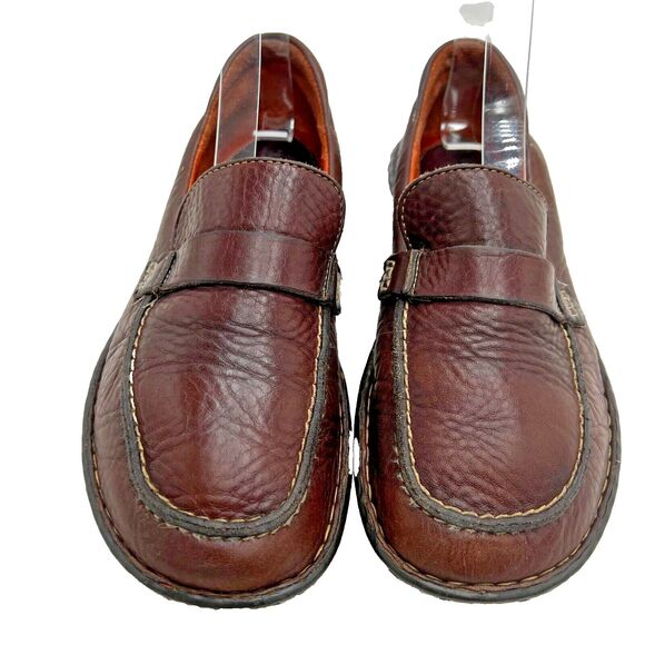 Børn Shoes - Born Women's Brown Leather Slip On Loafers Shoes Size 9